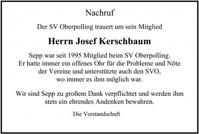 SV Oberpolling trauert um sein Mitglied Herrn Josef Kerschbaum (Bild vergrößern)
