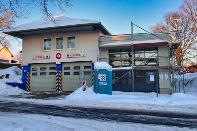 Aktueller Stand des Anbaus am Feuerwehrgerätehaus Mariendorf (Bild vergrößern)