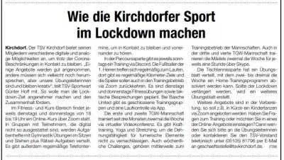 Foto zur Meldung: Bericht im BurgBergBlick: Wie die Kirchdorfer Sport im LockDown machen ...