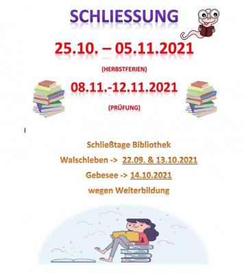 Schließtage der Bibliotheken
