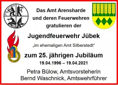 Foto zur Meldung: Die Jugendfeuerwehr Jübek ist 25 Jahre alt geworden 19.04.21