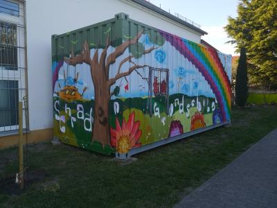 Graffitikunstprojekt in der Evangelischen Schraden-Grundschule (Bild vergrößern)