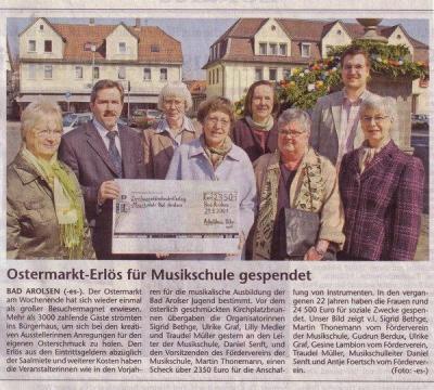 Ostermarkt-Erlös für Musikschule gespendet (Bild vergr&ouml;&szlig;ern)