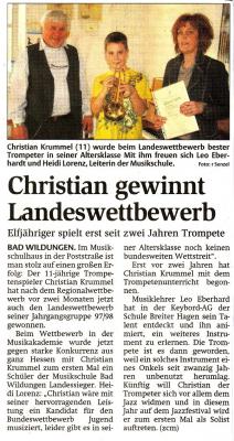 Christian gewinnt Landeswettbewerb (Bild vergr&ouml;&szlig;ern)
