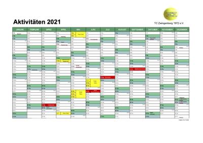 Aktivitätenplan 2021 (Bild vergrößern)