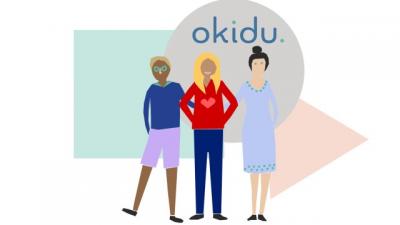 Grafik von 3 unterschiedlichen Personen vor einem Okidu Logo (Bild vergrößern)