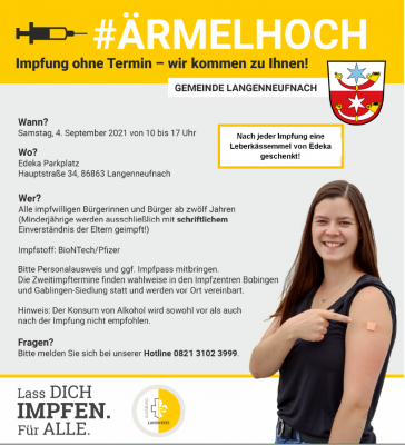 Impfung ohne Termin - wir kommen in die Gemeinde Langenneufnach (Bild vergrößern)