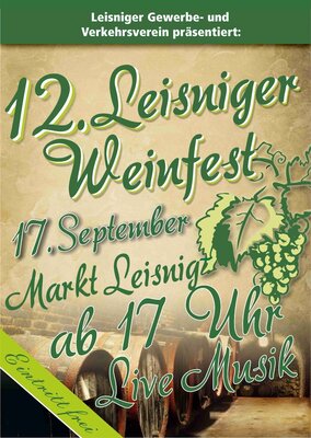 Vorschaubild zur Meldung: 12. Leisniger Weinfest am 17.09.2022