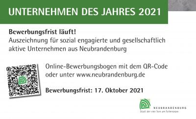 Neubrandenburg sucht das Unternehmen des Jahres 2021 - Die Bewerbungsfrist läuft!