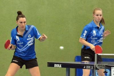Die Doppel gaben gegen den ASC Göttingen den Ausschlag. Dijana Holokova und Sofia Stefanska vom TTK Großburgwedel (Bild vergrößern)
