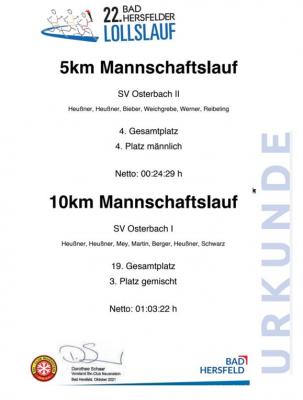 Foto zur Meldung: Zwei SVO-Lauftreff-Teams haben mit guten Ergebnissen am 22. Lollslauf in Bad Hersfeld teilgenommen!