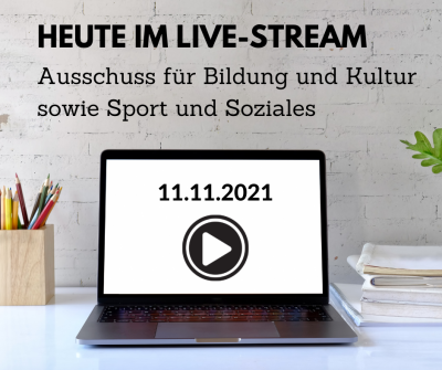 Ausschuss für Bildung und Kultur sowie Sport und Soziales heute im Live-Stream (Online-Sitzungen)