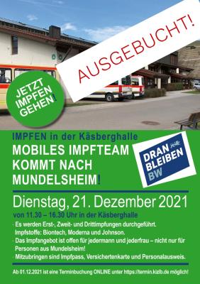 Mobiles Impfteam kommt am Dienstag, 21. Dezember 2021 nach Mundelsheim