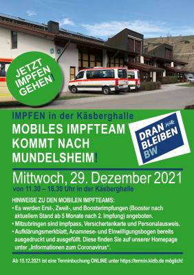 Mobiles Impfteam kommt am Mittwoch, 29. Dezember 2021 erneut nach Mundelsheim