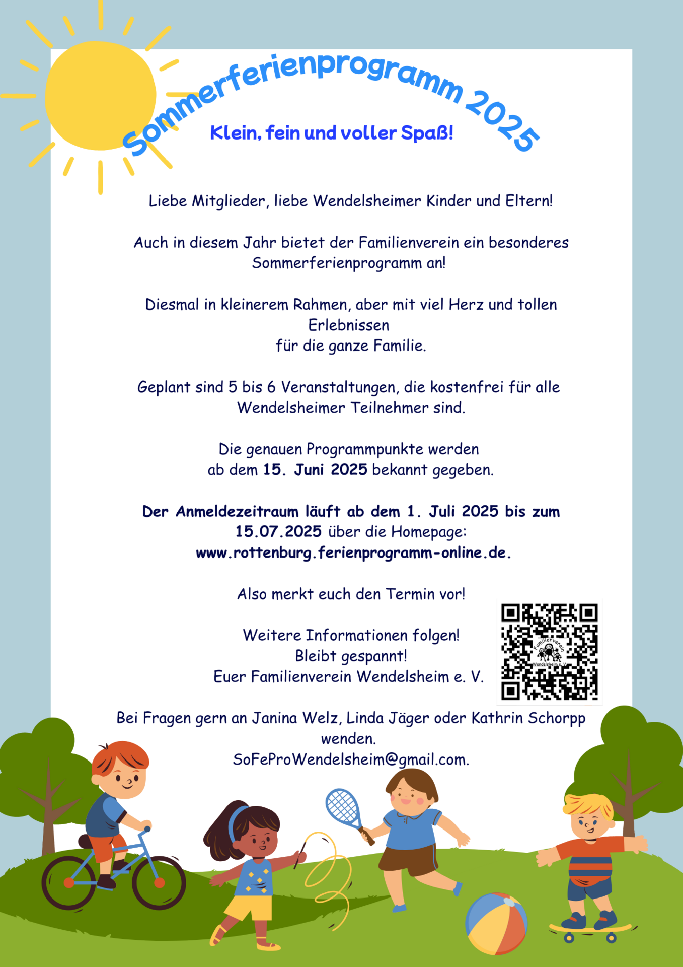 Infos zum Sommerferienprogramm 2025