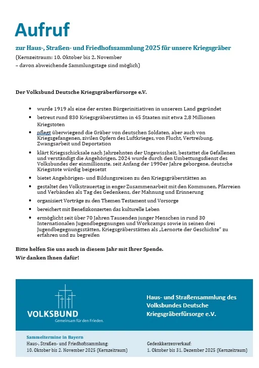 Haussammlung Kriegsgräber