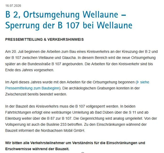 Sperrung B107