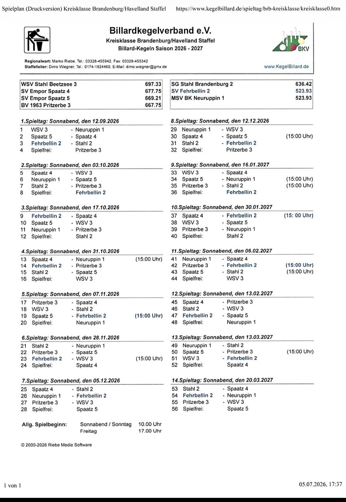 Spielplan 2