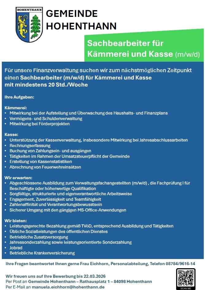 Stellenausschreibung Kämmerei-Kasse
