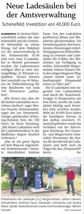 Neue Ladesäulen bei der Amtsverwaltung