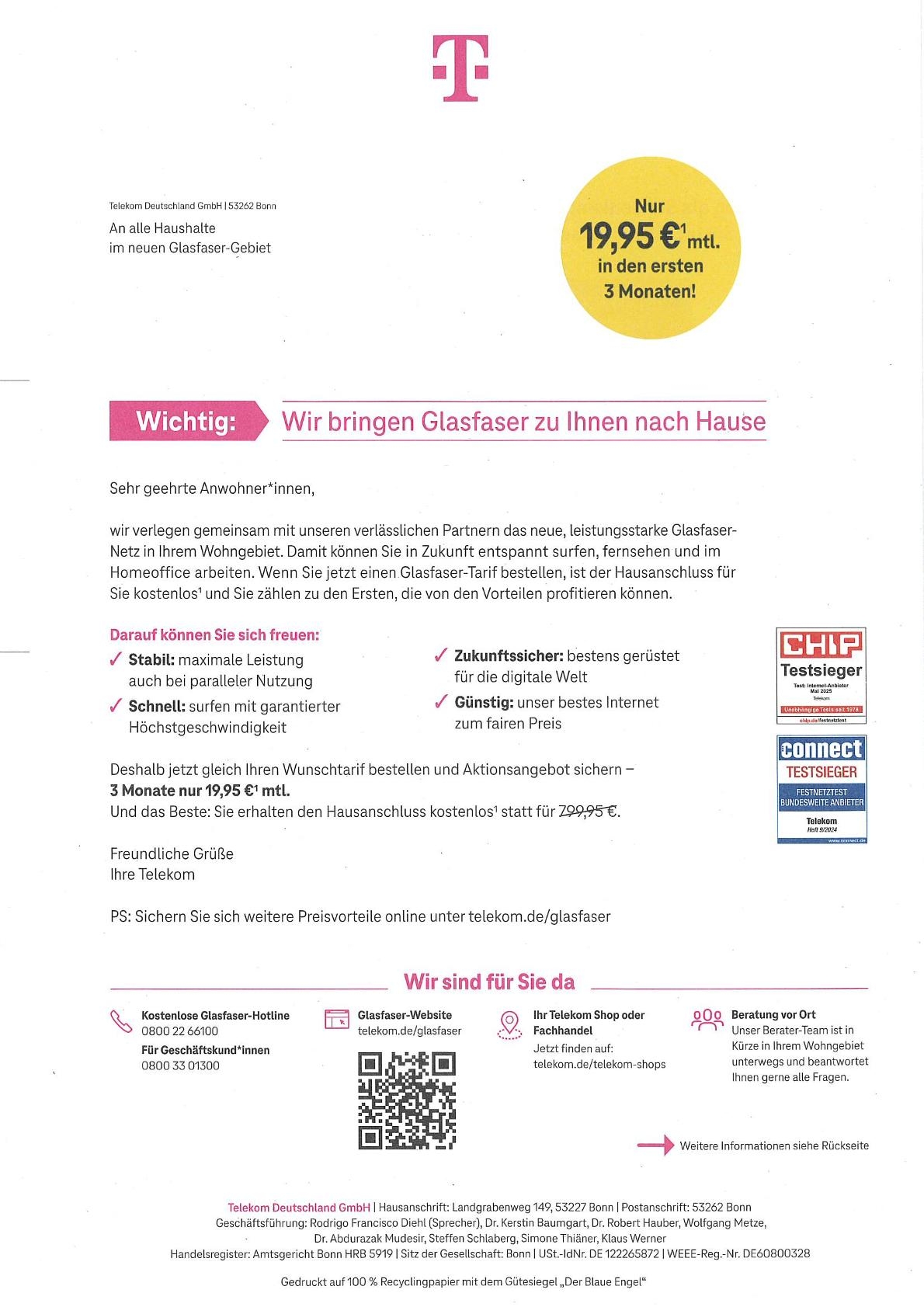 Es muss kein Wunschtarif bestellt werden.