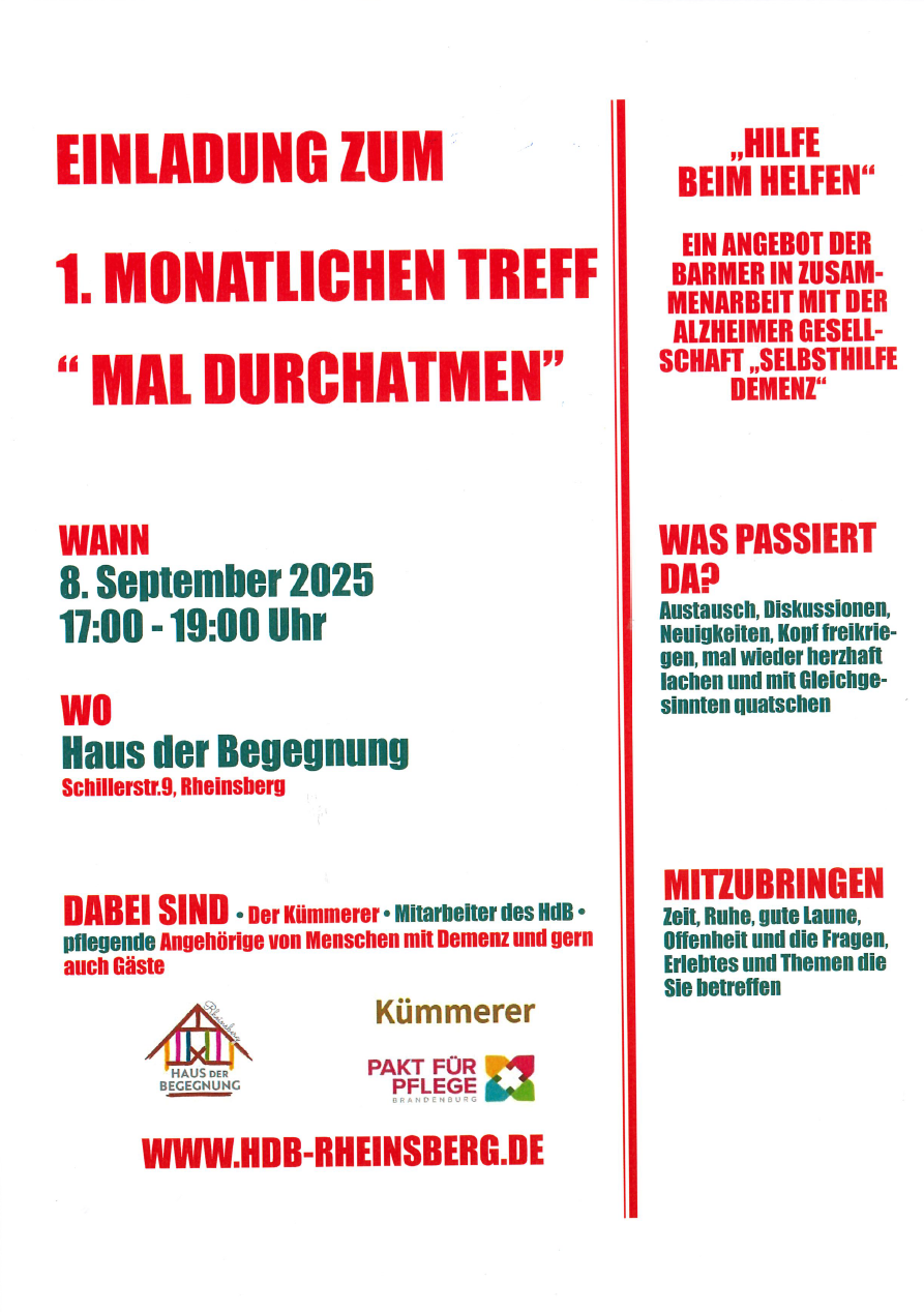 Einladung monatliches Treffen Mal Durchatmen