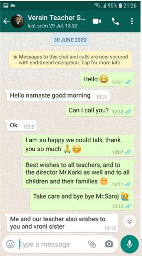 Erster Kontakt - Whatsapp mit Herrn Saroj