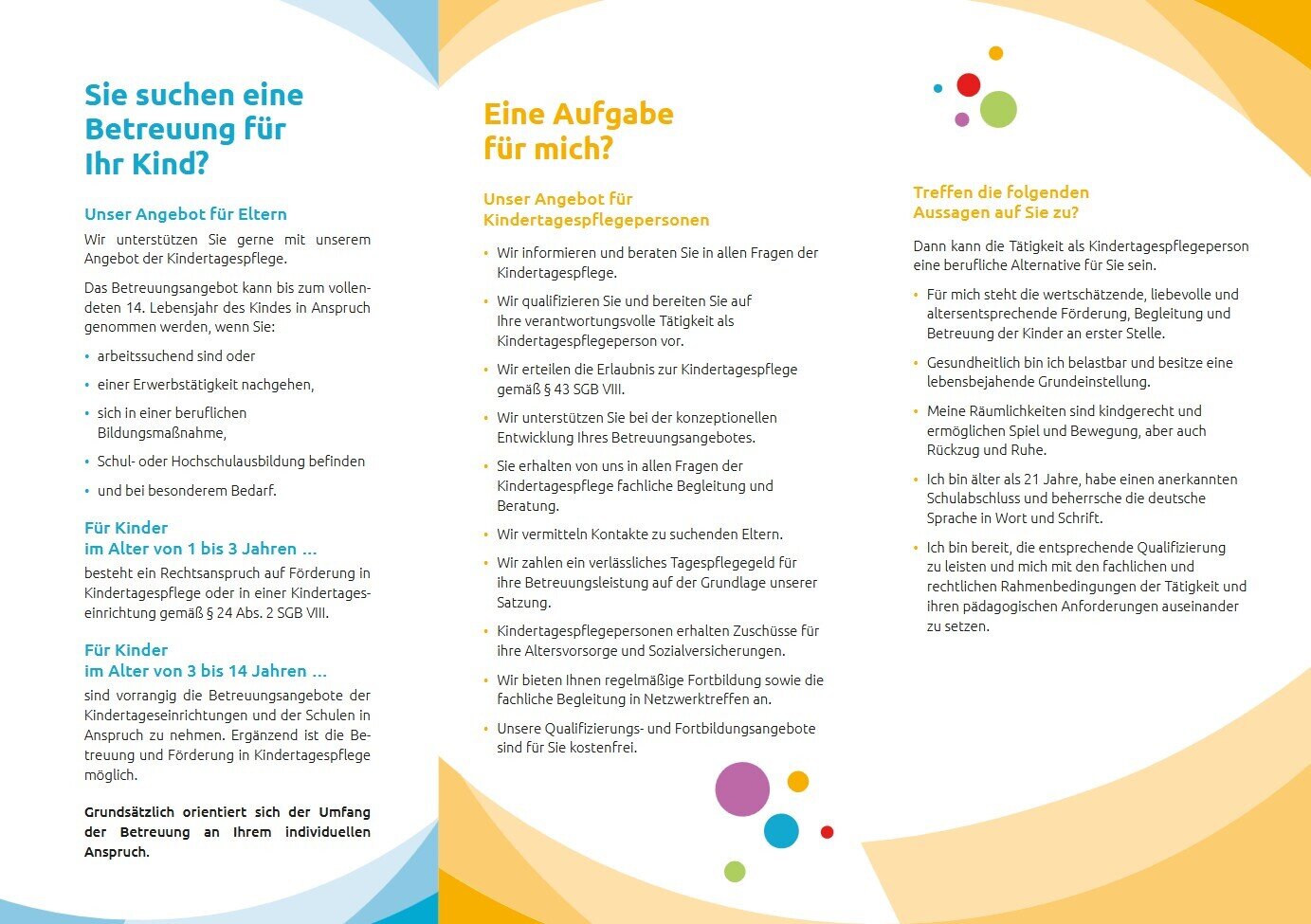 Flyer Kindertagespflege - Rückseite