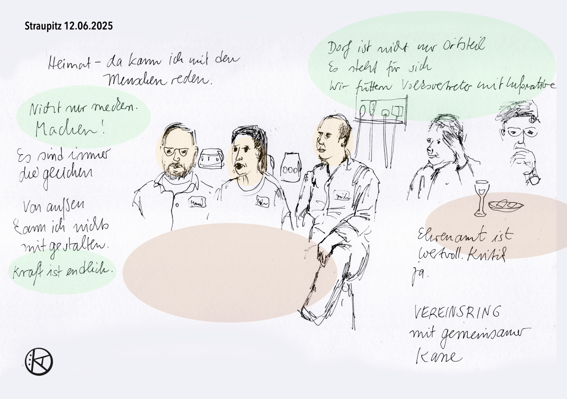Das WOhnzimmer im Kornspeicher Straupitz. Grafik: Karen Ascher