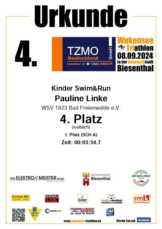 Urkunde KinderSwimRun