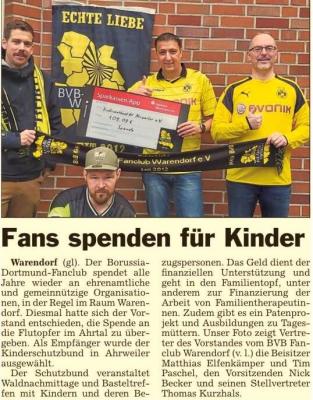 Foto zur Meldung: Fans spenden für Kinder