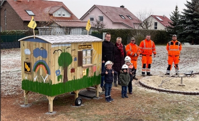 Foto zur Meldung: Spielplatz Auf der Vogelsburg durch Spende der Firma Bickhardt Bau erweitert