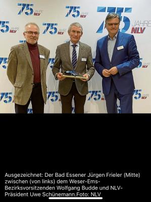 Das höchste der Gefühle: Jürgen Frieler erhält Rubin-Auszeichnung des NLV