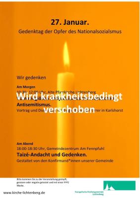 Update: Der Vortrag fällt aus... Gedenken am 27. Januar an die Opfer des Nationalsozialismus