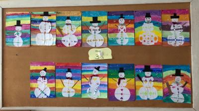 Foto zur Meldung: Schneemannkunst aus der Klasse 3a