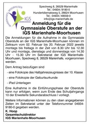 Foto zur Meldung: Anmeldung für die Oberstufe bis 20. Februar möglich Foto zur Meldung: Anmeldung für die Oberstufe bis 20. Februar möglich