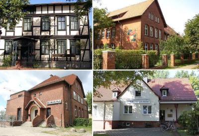 Unser Bild zeigt die vier städtischen Kultureinrichtungen Museum und Galerie Falkensee, Creatives Zentrum "Haus am Anger", Stadtbibliothek und Kulturhaus "Johannes R. Becher".
