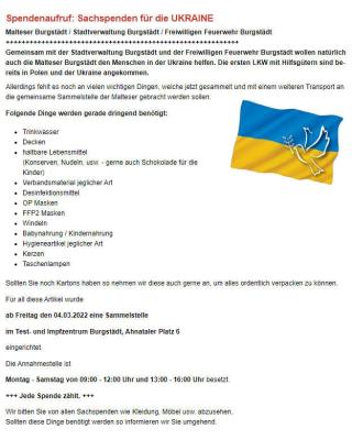 Spendenaktion für die Ukraine (Bild vergrößern)