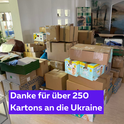 Über 250 Kartons für die Ukraine