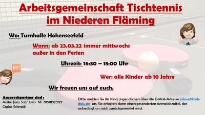 Foto zur Meldung: Arbeitsgemeinschaft Tischtennis im Niederen Fläming