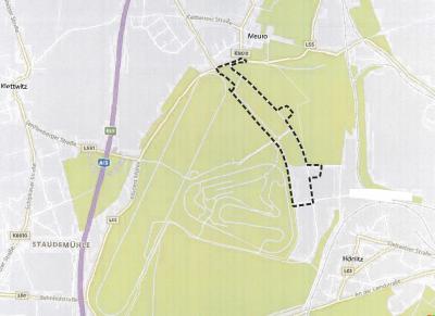 Geltungsbereich des Bebauungsplanes (mit Strichlinie markiert)