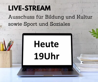Meldung: Ausschuss für Bildung und Kultur sowie Sport und Soziales heute im Live-Stream (Online-Sitzung)