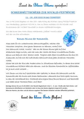 Lasst die Blaue Blume sprießen! Schreibwettbewerb zur Novalis-Festwoche