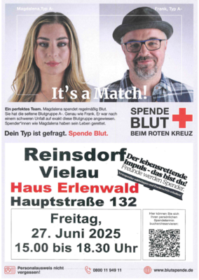 Plakat Blutspende Vielau 27.06.2025 (Bild vergrößern)