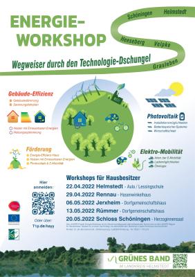 Veranstaltungsplakat LEADER-Workshop „Regenerative Energien, energetische Sanierung und Fördermöglichkeiten“ (Bild: Stadt Helmstedt)