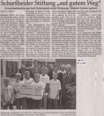 Schorfheider Stiftung auf gutem Weg - Märkische Oderzeitung (Bild vergrößern)