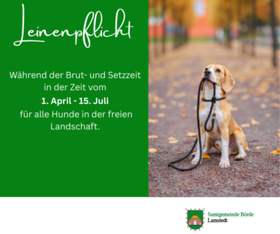 Meldung: Leinenpflicht für alle Hunde in der freien Landschaft