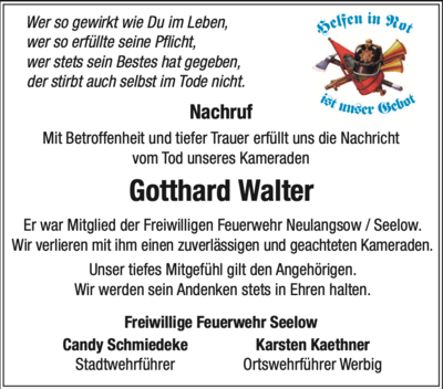 Nachruf Gotthard Walter