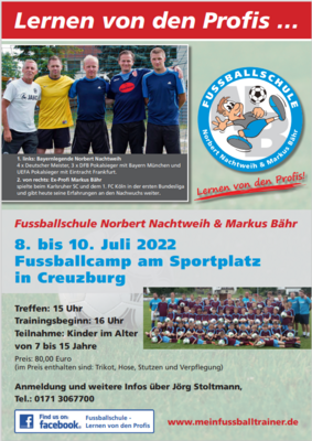 8. bis 10. Juli 2022 Fussballcamp am Sportplatz  in Creuzburg (Bild vergrößern)