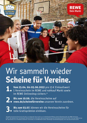 Foto zur Meldung: Es geht wieder los  REWE Aktion Scheine für Vereine und wir sammeln wieder für den TSV Kirchdorf ...